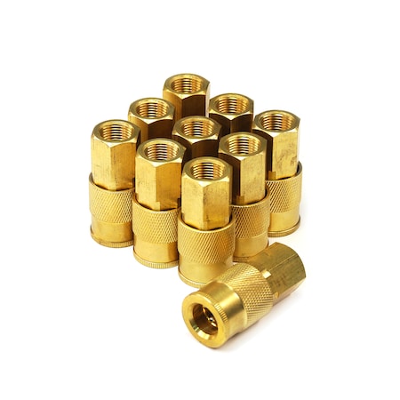 Primefit Industrial Brass Coupler 3/8" x 3/8" Female NPT, 10PCS IC3838FB-B10-P